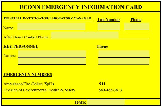 UConn Emergency Information Card